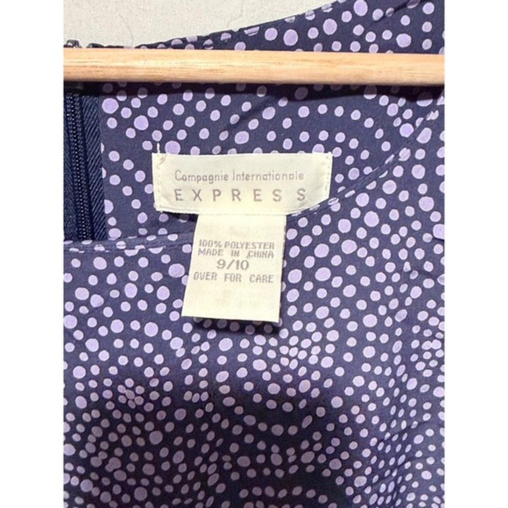 Vintage Express Purple Dotted Spiral Mini Dress‎ Size 9/10 Retro - Picture 3 of 5